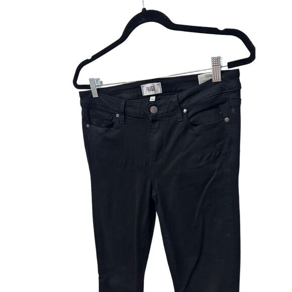 Paige Verdugo Cropped Mid Rise Ankle Skinny Jeans Black Denim Dark Wash Size 30 - Picture 5 of 16